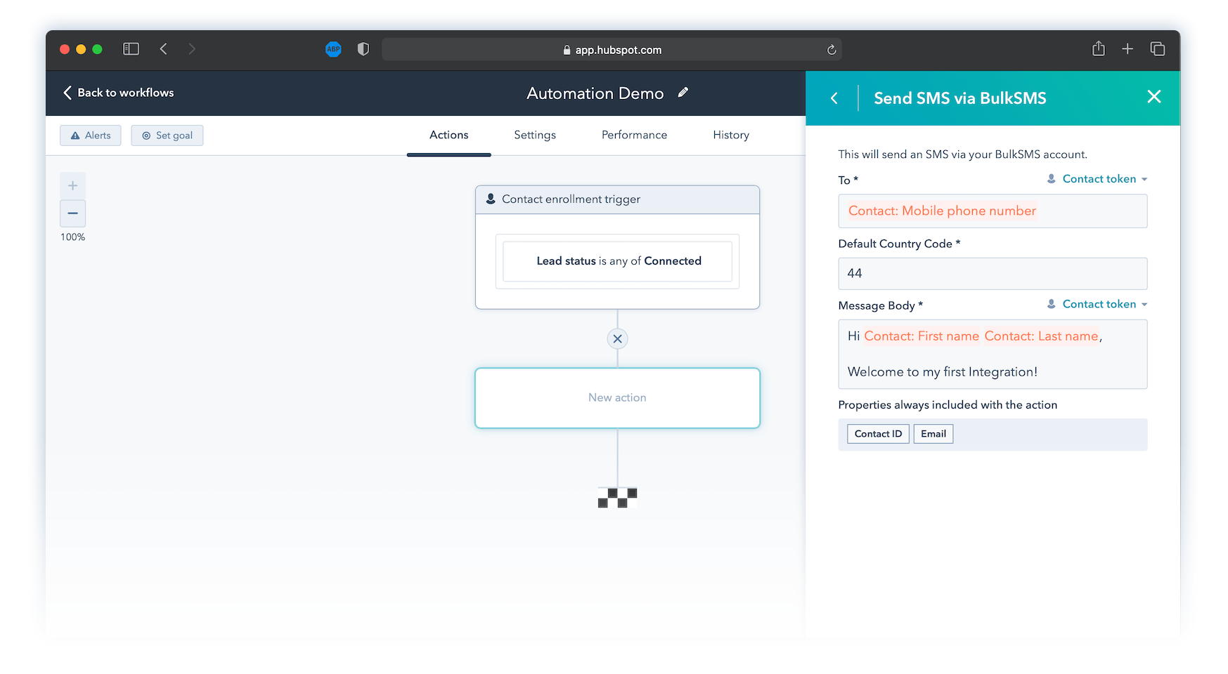 Hubspot SMS Integration